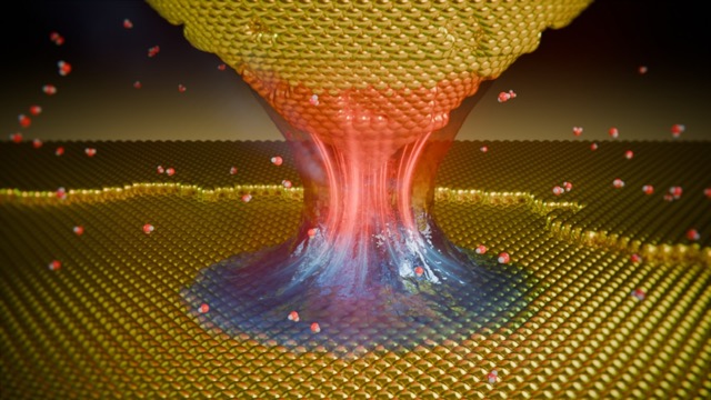Heat conduction through a water nanomeniscus